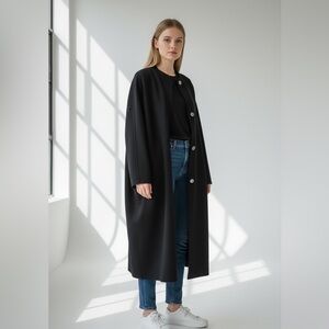 Marina Rinaldi Oversized Black Wool Long Coat Avant Garde Italy US XL